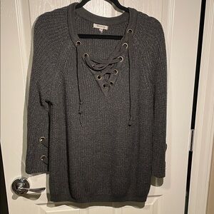 Miracle Dark Gray Lace-Up Sweater